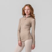 Janus Classic merinoull polo med zip til dame, farge beige