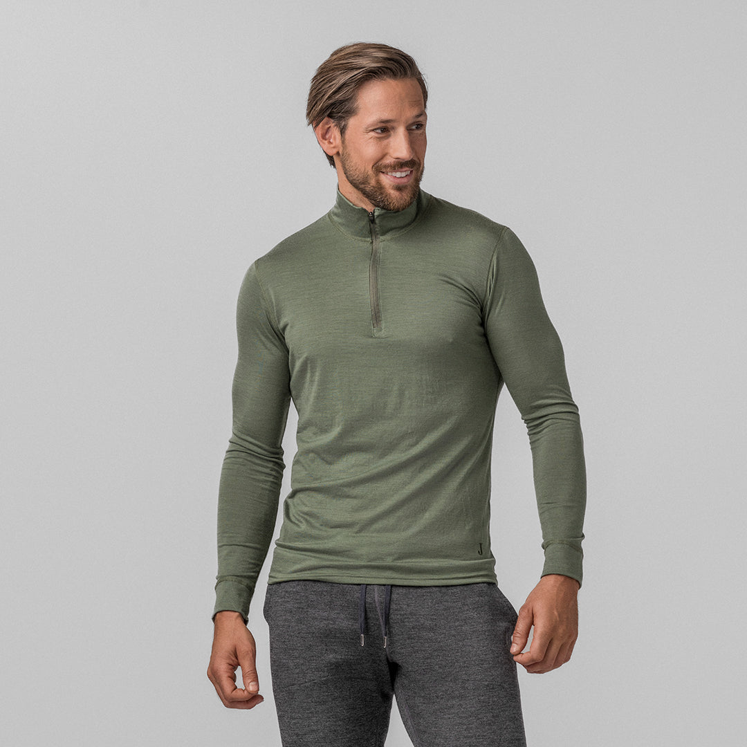 Janus Classic ullpolo med zip til herre, farge grønn