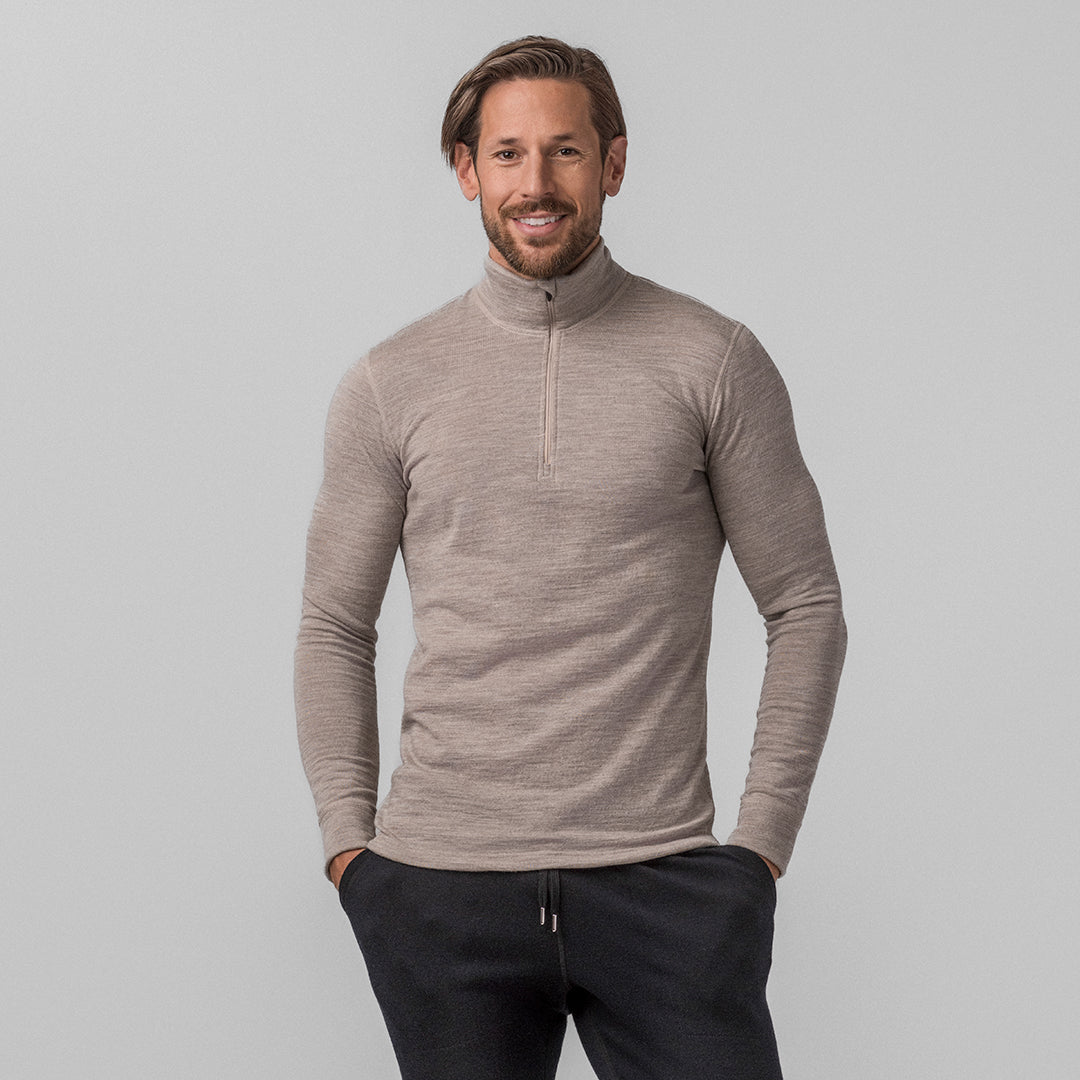 Janus Classic ullpolo med zip til herre, farge beige