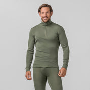 merinoull zip-trøye warm herre oliven grønn classic