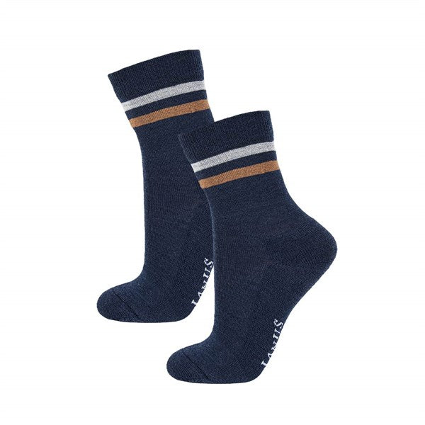 Janus ullsokker med frottesåle til barn, marine