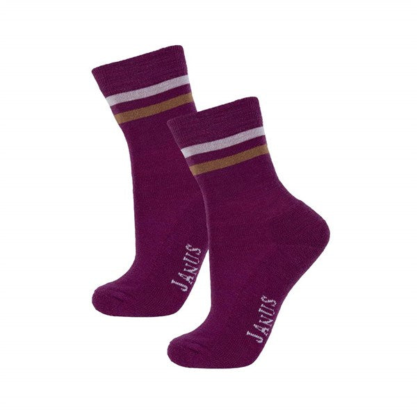 Janus ullsokker med frottesåle til barn, lilla