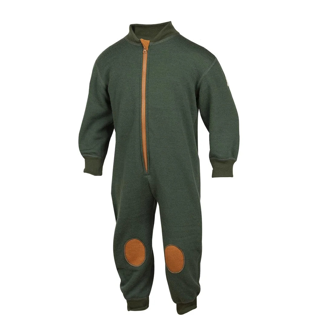 Janus lekedress i merinoull til barn, farge oliven