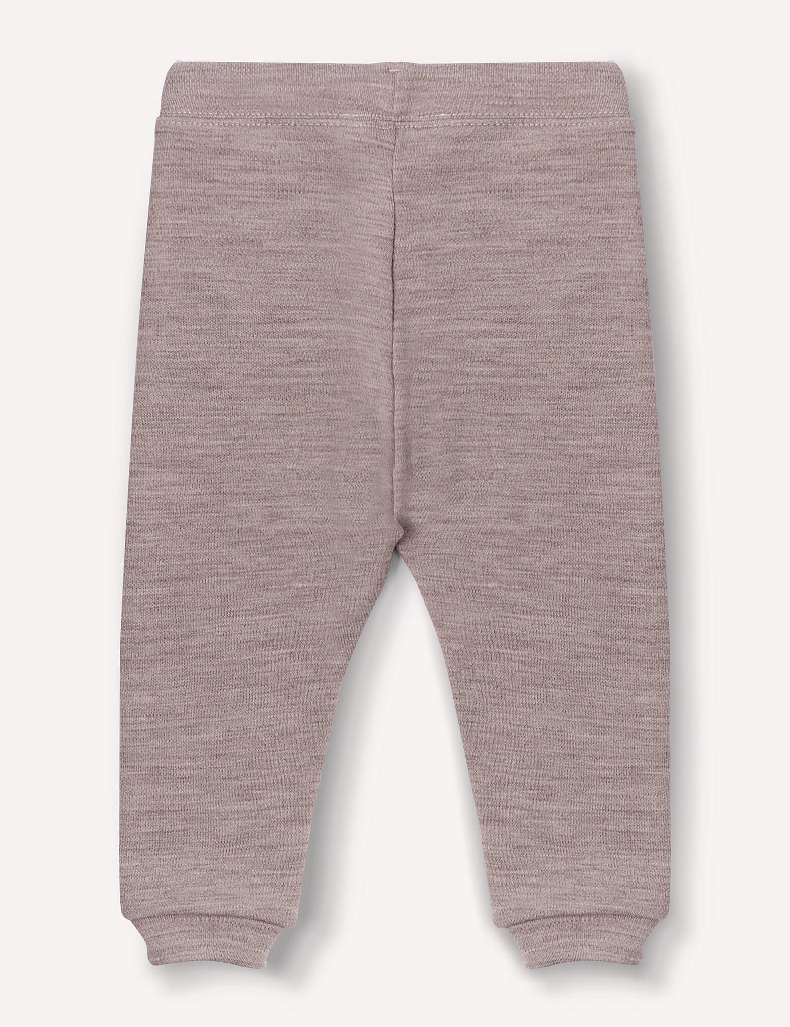 Light brown, knitted Pants – Merino Baby AirWool displayed flat on a plain, light background. Crafted from soft brushed AirWool, these pants feature an elastic waistband and cuffed ankles, with no visible logos, patterns, or embellishments.