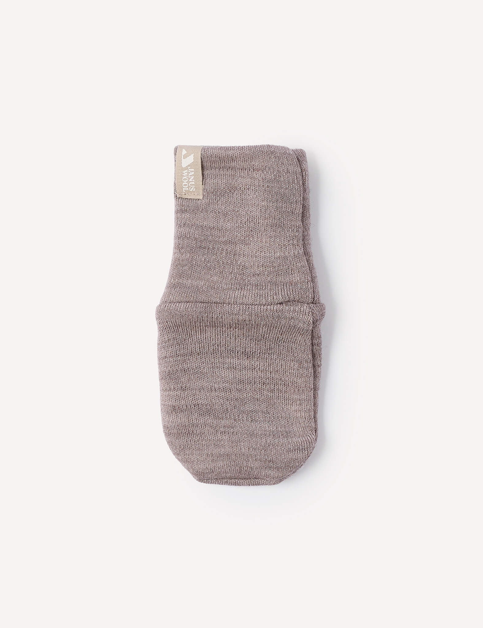 Folded light brown Mittens – Merino Baby AirWool with a small beige tag attached, displayed on a plain white background.