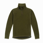 Janus Wool Norse merino terry green polo with a quarter-zip
