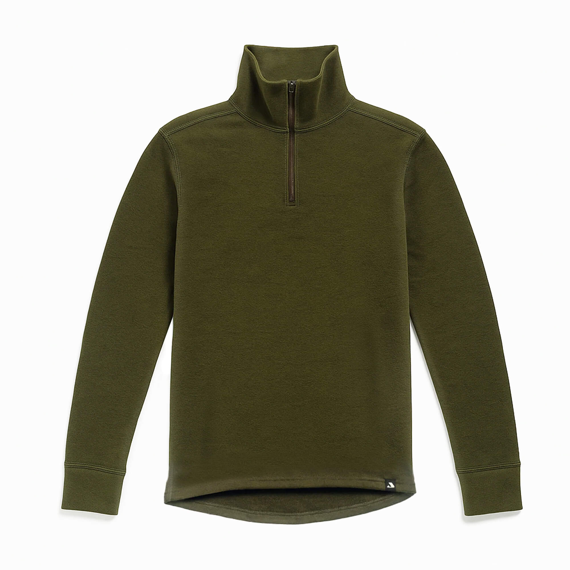 Janus Wool Norse merino terry green polo with a quarter-zip