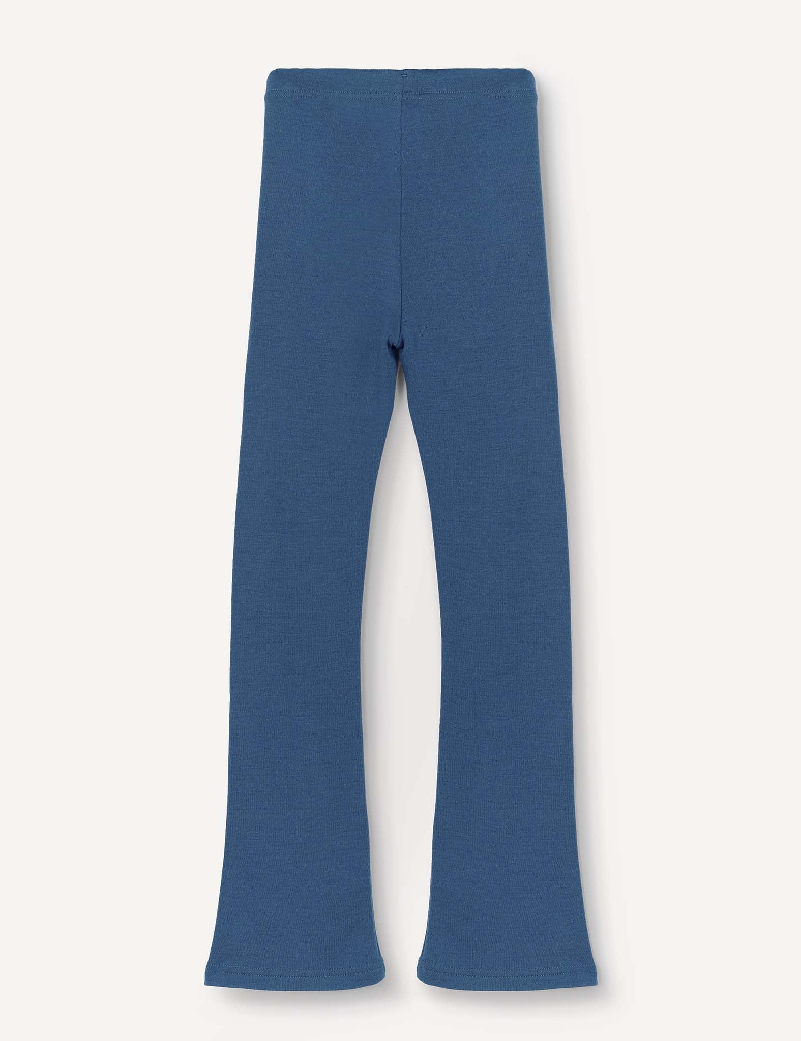 Flarepants – Merino Kids AirWool in blue, crafted from AirWool 260 merino wool, displayed flat on a white background.