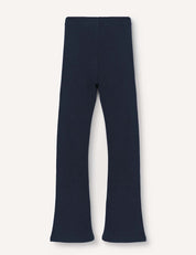 The Flarepants – Merino Kids AirWool, in navy blue, are full-length bootcut flarepants made from AirWool 260 merino wool, shown flat on a light background with the back view visible.