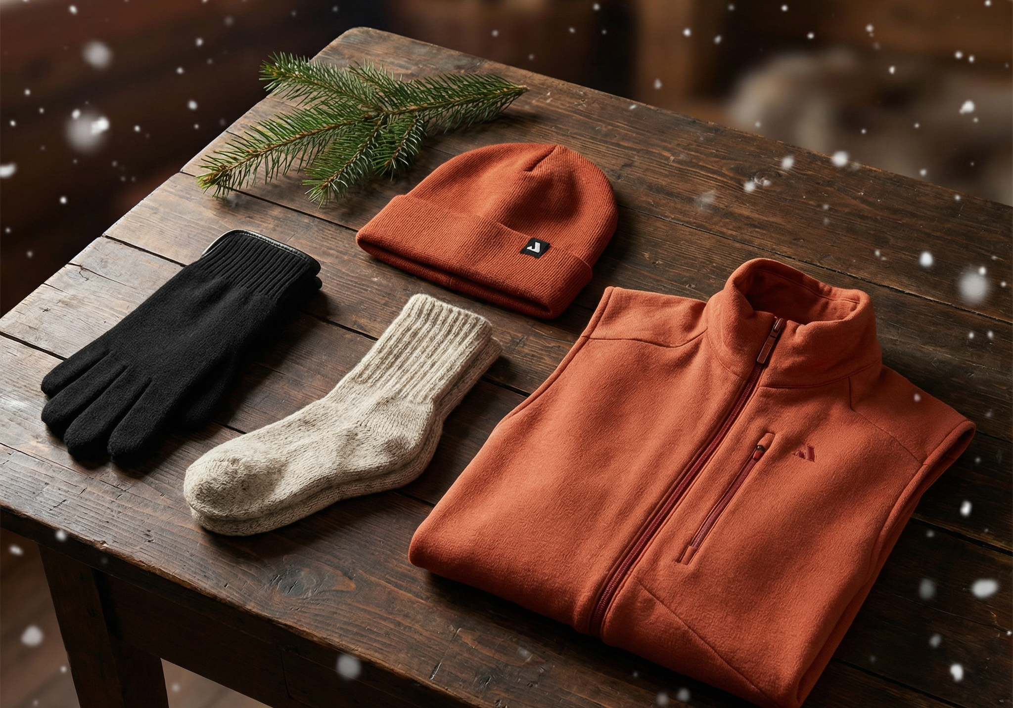 Hyper-realistic_flat_lay_of_men_s_merino_wool_gifts_on_a_dark_Scandinavian_tabletop._Minimal_Christmas_atmosphere_with_soft_falling_snow_and_a_single_green_pine_branch._Clean_premium_377a6f5f-ee16-4006-b766-2a0238a2ba0d.png