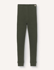 Forest Night, long-sleeve Leggings – Merino Kids AirWool with an elastic waistband and ribbed cuffs, laid flat on a light background for a warm and soft feel.